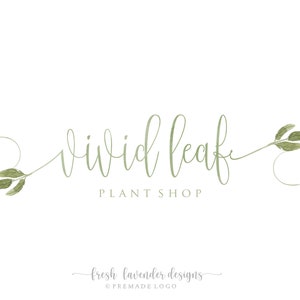 Leaf Logo, Custom Logo, Premade Logo, Logo Designer, Logo with Leaves, Nature Logo, Photography Logo, Watercolor Leaves, Organic Logo, Vegan