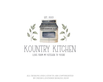 Logotipo de horno de acuarela: marca personalizada para panadería de estilo rústico