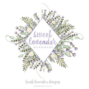 Lavender Logo, Watercolor Lavender Logo, Custom Logo, Custom Logo Designer, Premade Lavender Logo, Florist Logo, Watermark, Logo Design