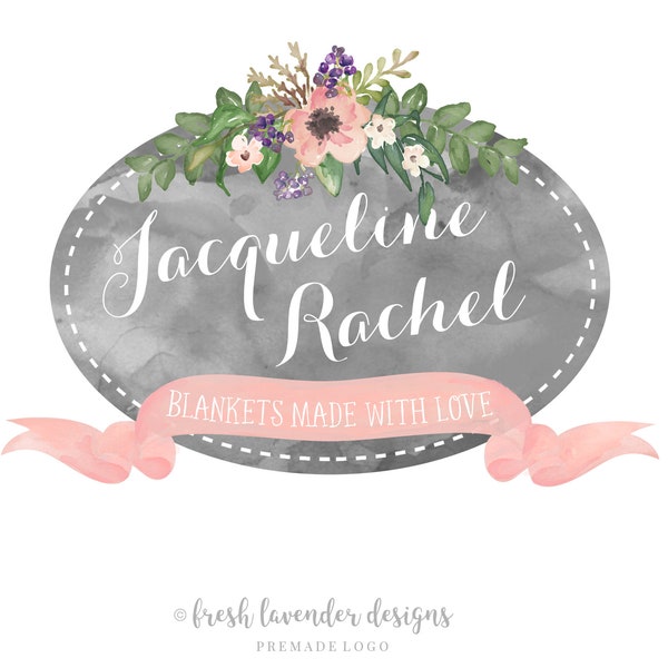 Sewing Logo, Custom Logo, Premade Logo, Logo Design, Floral Logo, Watercolor Floral, Photography Logo, Logo for Sewers, Stitched Logo