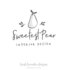 Hand Drawn Logo, Pear Logo, Custom Logo, Farmhouse Logo,  Premade Logo, Watermark, Doula Logo, Photography Logo, Affordable Logo, Branding