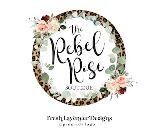 Leopard Floral Logo Design: Custom Boutique Branding (PNG, JPG)