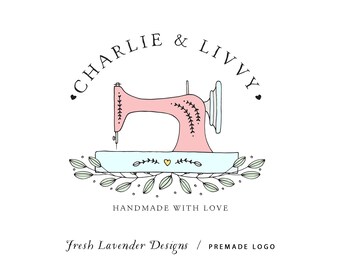 Aangepast logo, premade handgetekend logo, handgetekend naailogo, naailogo, naaimachinelogo, handgetekend, shabby chic, gepersonaliseerd logo