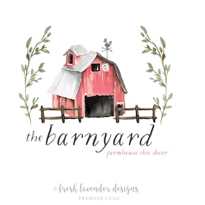 Barn Logo, Premade Logo, Custom Logo, Farmhouse Logo, Rustic Logo, Branding, Custom Branding, Country Logo, Photography Logo, Watercolor
