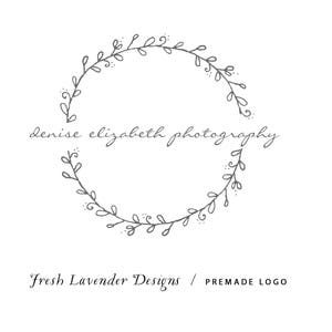 Custom Logo - Logo Design - Hand Drawn Logo - Wreath Logo - Premade Logo with Leaves - Affordable Logo - Modern Logo - Business Logo