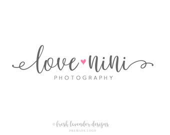 Heart Logo, Custom Logo, Premade Logo, Custom Logo Design, Calligraphy Logo, Photography Logo, Logo with Heart, Affordable Logo, Branding