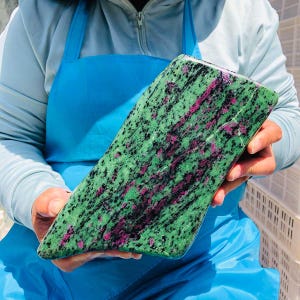 14.1LB Natural Anyolite Flat Stone, Huge Healing Mineral Slab, Display Gift