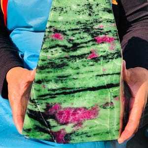 17.77LB Natural Anyolite Flat Stone, Huge Healing Mineral Slab, Display Gift