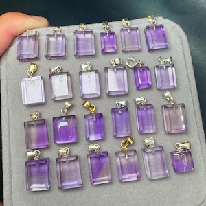 Colgante de amatista natural en plata 925 - Joyería de cristal hecha a mano