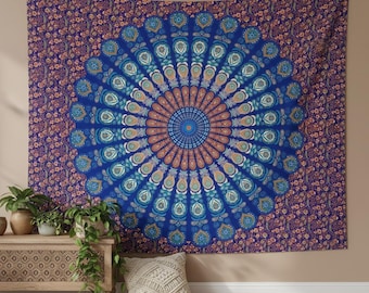Mandala Tapestry, Boho Ethnic Wall Hanging, Psychedelic Meditation Decor, Indian Mandala Art Cloth, Bohemian Bedroom Decor, Hippie decor