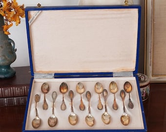 Greggio Argenti Vintage Set of 12 Silver Teaspoons — 800 Silver 1970s — With Original Box — 138g