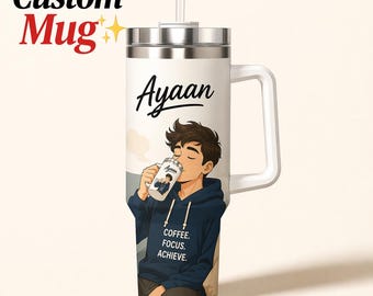 Personalized Water Bottle 40oz | Custom Insulated Tumbler Mug, Stainless Steel Travel Cup, Gift for Mom Dad Sport Use