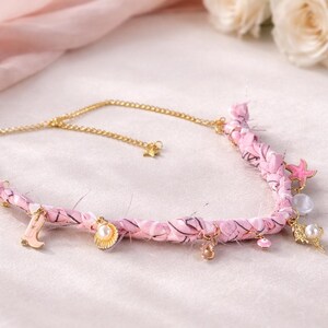 Pink Braided Fabric Necklace | Shell, Starfish, Boot Charms | Coastal Cowgirl Style