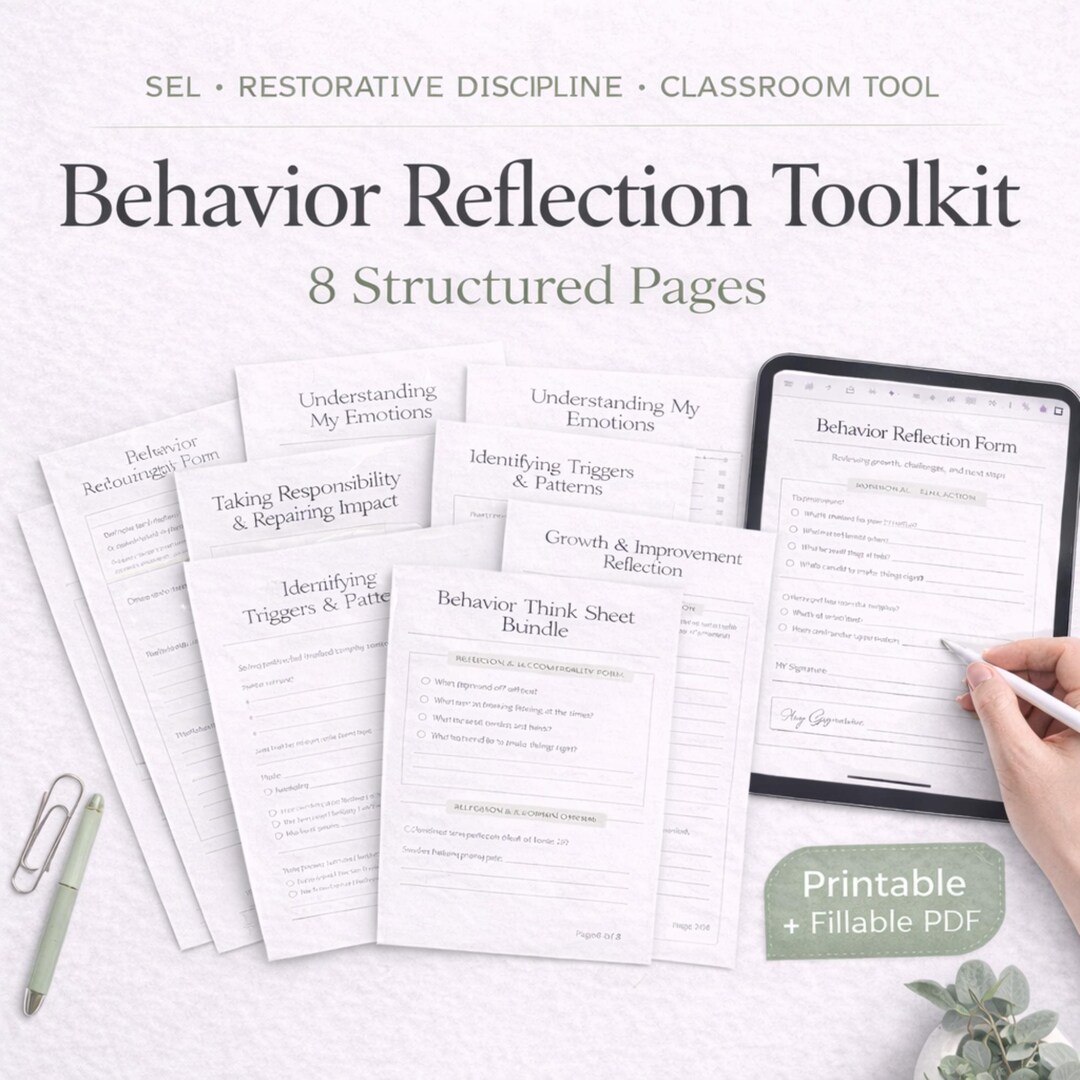 Behavior Reflection Sheet Printable & Fillable PDF | Restorative ...