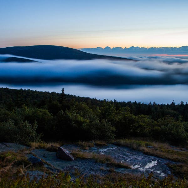 Low Clouds on Cadillac Mountain - Sunset in Acadia National Park - Mount Desert Island - Maine Photography