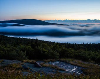 Low Clouds on Cadillac Mountain - Sunset in Acadia National Park - Mount Desert Island - Maine Photography