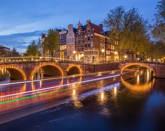 Night Photography on the Amsterdam Canals - Keizersgracht Canal - Blue Hour in Holland - Netherlands Photography