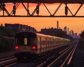 Long Island Railroad from Forest Hills Queens - LIRR Train - MTA at Sunset - New York City Photography