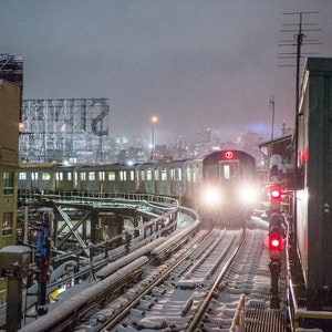 NYC Subway in the Snow - 7 Train Subway - MTA Train Photography - New York City Photography