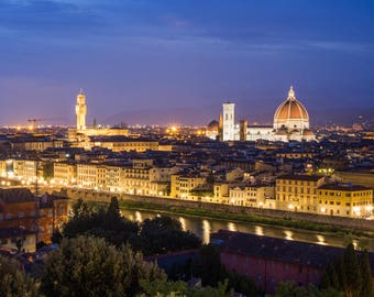 Florence Skyline Panorama - Firenze Duomo, Palazzo Vecchio and Ponte Vecchio - Italy Photography