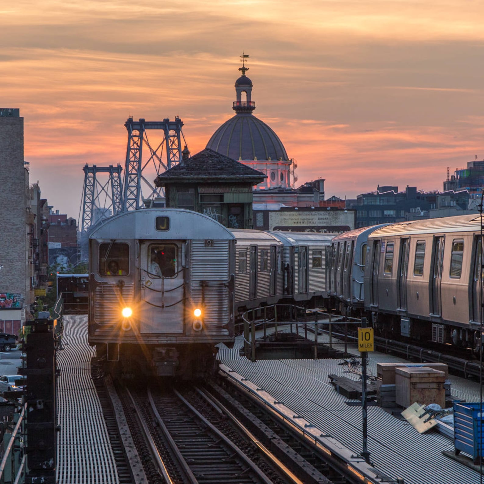 Vintage NYC Subway Car at Sunset New York Skyline and the | Etsy
