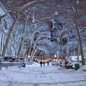 Bryant Park During the Winter - NYC in the Snow - New York at Night - New York City Photography
