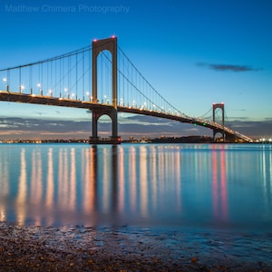 Bronx Whitestone Bridge - Queens Skyline at Night - Bronx Photography - New York City Photography