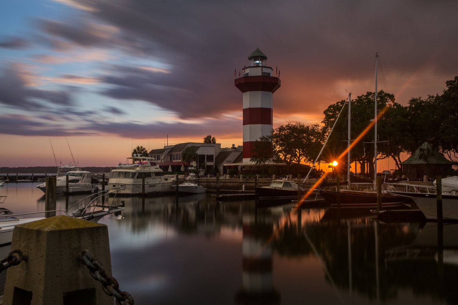 Hilton Head Lighthouse at Sunset Harbour Town Lighthouse Etsy