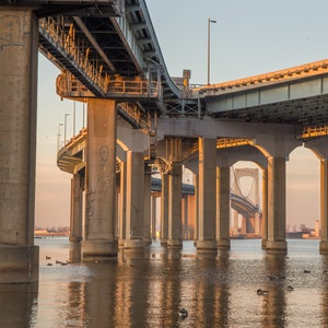 Throgs Neck Bridge - Queens Skyline at Night - New York City Photography