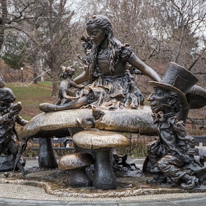 Alice in Wonderland Statue Photograph - Central Park at on a Rainy Day - New York City Photography