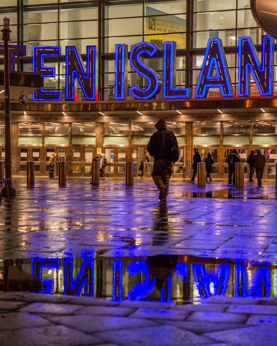 Staten Island Ferry Terminal in the Rain Downtown Manhattan