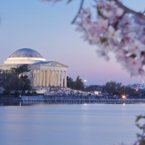 Jefferson Memorial at Sunset during the Cherry Blossom Festival - Washington DC Photography