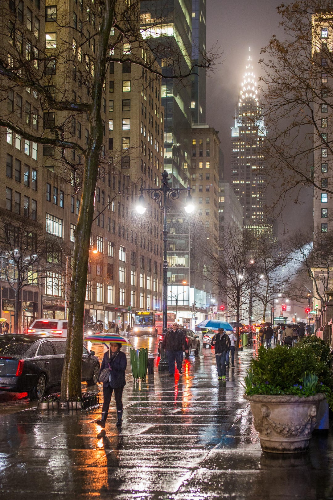 Streets of New York in the Rain 42nd Street in Midtown Bryant Park and