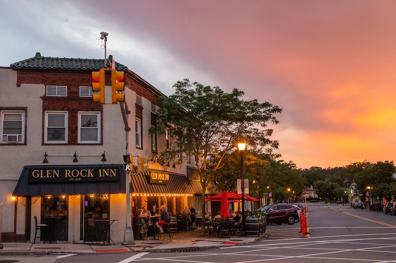 Downtown Glen Rock New Jersey at Sunset Bergen County New Jersey