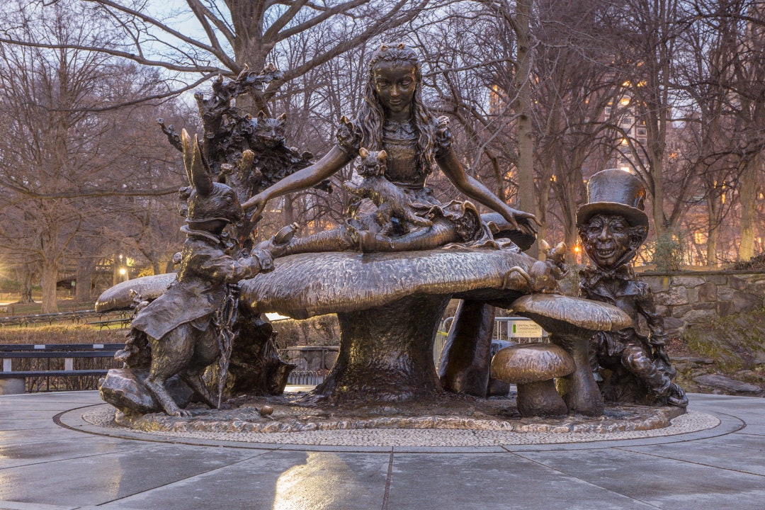 Alice in Wonderland Statue Central Park at Night New York City