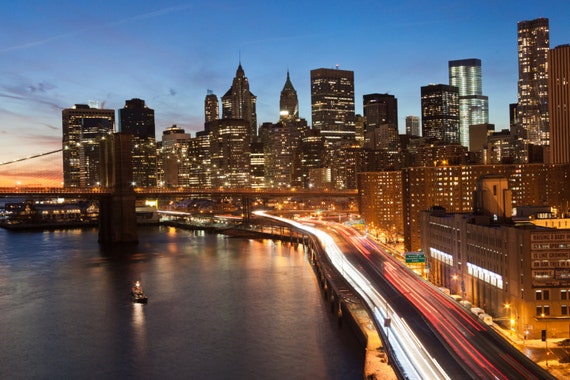 Downtown Manhattan Cityscape of the Brooklyn Bridge New York | Etsy
