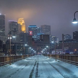Stone Arch Bridge in the Middle of Winter - Minneapolis in the Snow - Minnesota Photography