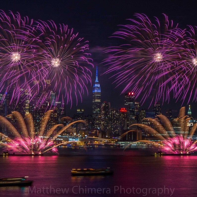 Fireworks Over the Hudson River Manhattan Fireworks Display New York at