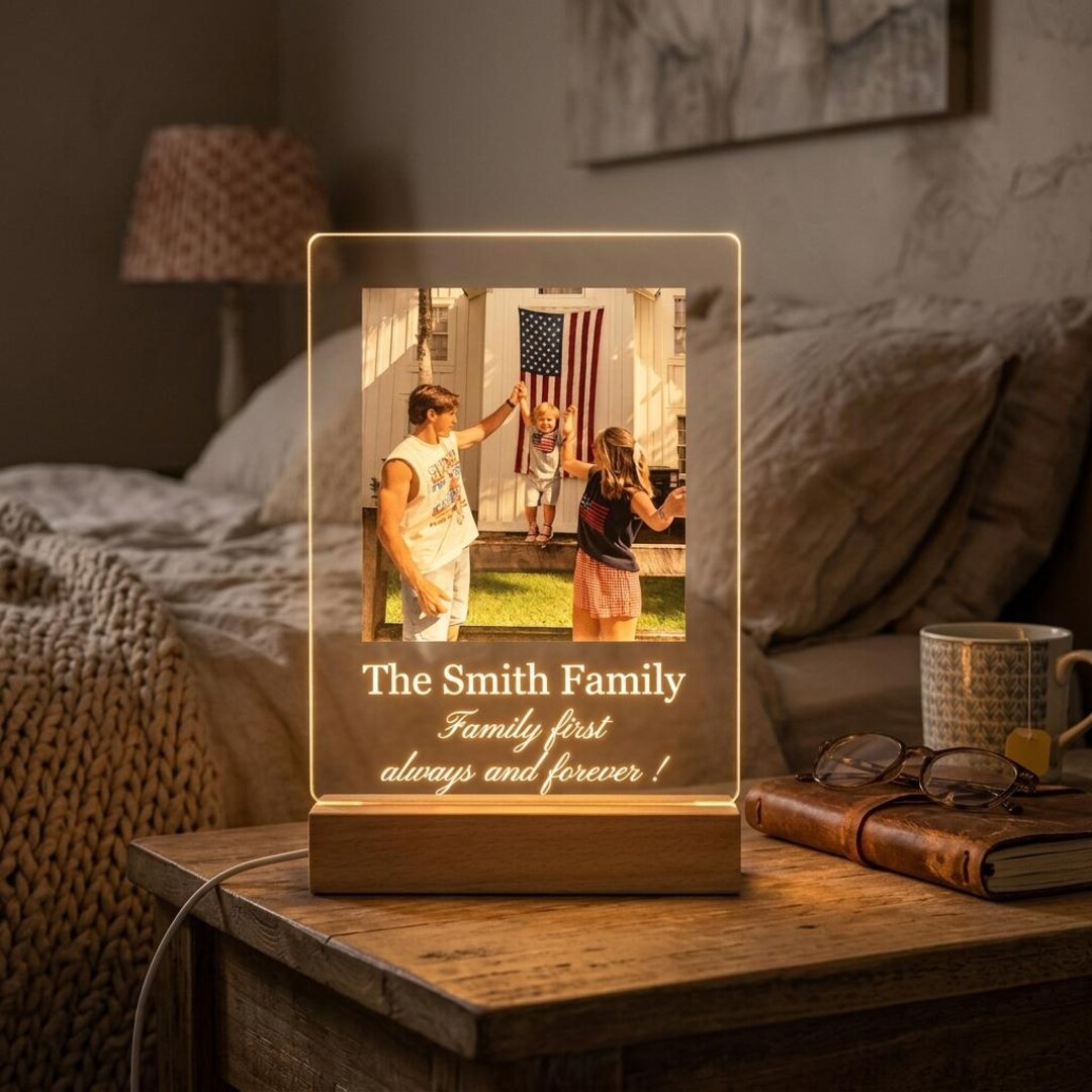 Custom Acrylic Photo LED Light, Personalized Family Picture Lamp ...