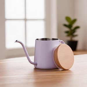Chaleira de aço inoxidável de 250 ml | Cafeteira de gotejamento roxa com alças para gotejamento | Mini cafeteira | Chaleira com bico de aço inoxidável