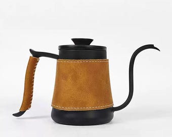 Hervidor de agua / Cafetera de goteo de acero inoxidable con asa, ideal para acampar.