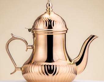 Tetera de acero inoxidable / Hervidor chapado en oro rosa / Tetera vintage / Cafetera artesanal / Vajilla / Regalo para el Día de la Madre