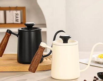 Stainless steel pour-over coffee maker | Long spout narrow mouthpiece kettle | Narrow mouthpiece coffee maker | Drip bag coffee maker