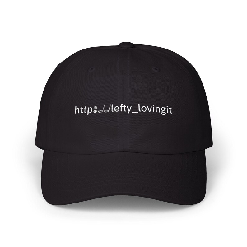 Golf Cap, https:// lefty_lovingit golf Dad Cap, Embroidered Dad Hat, gift for golfer, colour options, golfers apparel, on/off course cap image 1