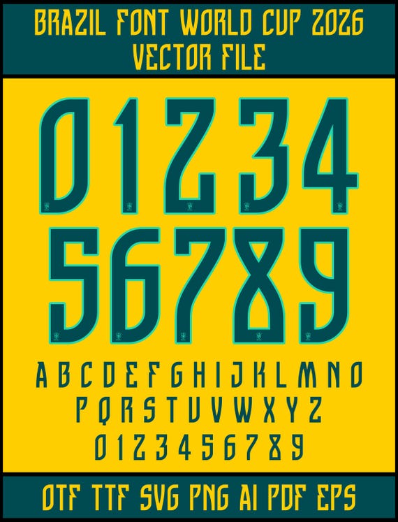 Brazil 2026 World Cup Jersey Font Bundle,otf,ttf,svg,pdf,eps,ai,png300dpi (Digital Download)