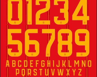 Tipografía de la camiseta de España para el Mundial 2026: logotipo gratuito en formato otf y ttf (descarga digital).