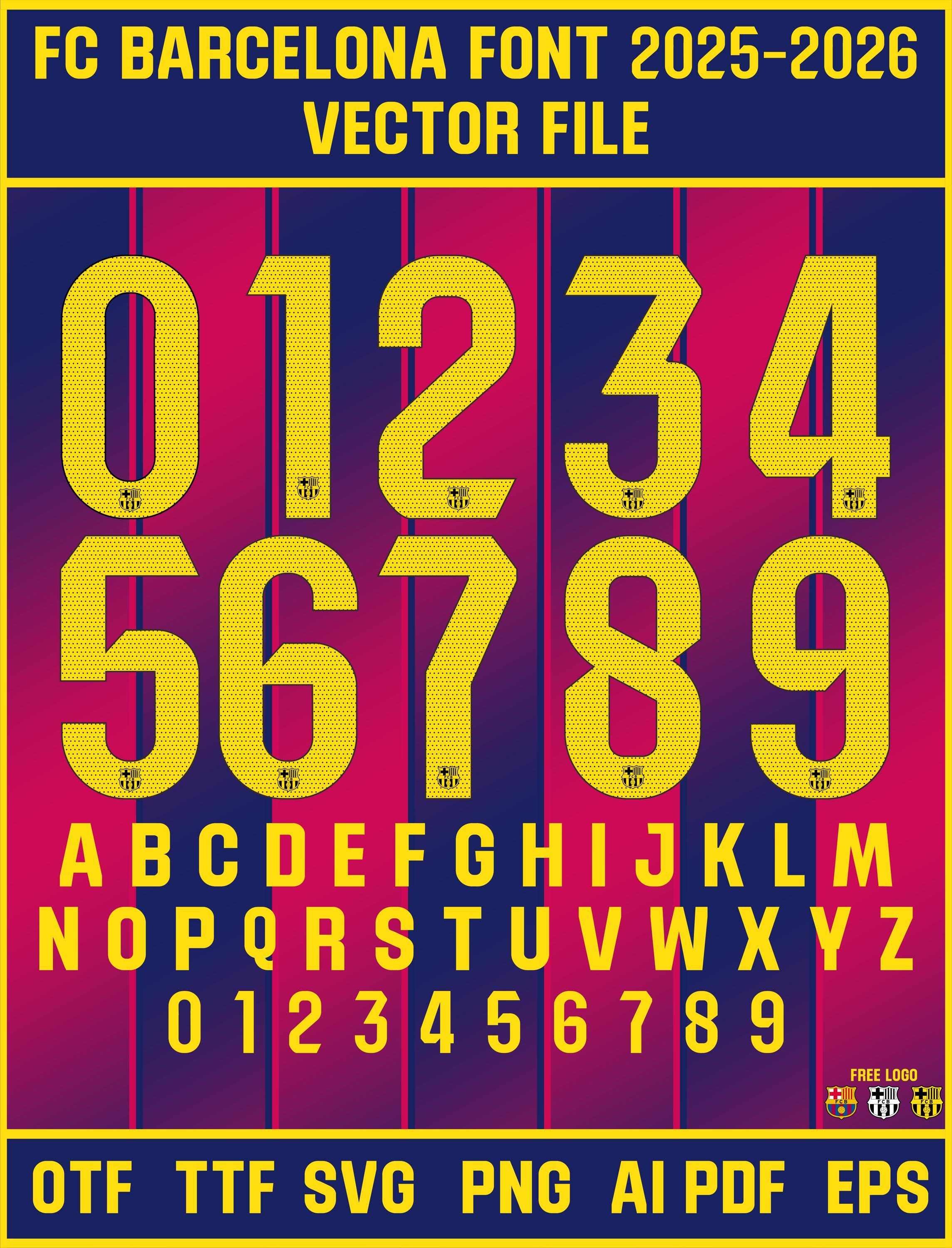 Barcelona Jersey Font Vector:barca Football Type 2025 FREE LOGO (otf ...