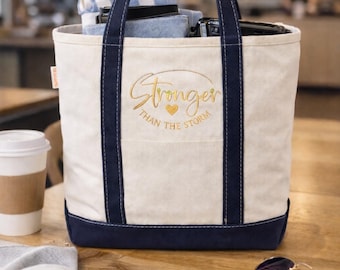 Embroidered Canvas Tote Bag, Travel Tote, Mom Bag, Teacher Gift, Bridesmaid Gift