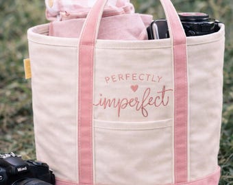 Personalized Embroidered Canvas Tote Bag, Travel Tote, Mom Bag, Teacher Gift, Bridesmaid Gift