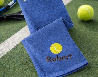 Personalized Tennis Towel with Grommet and Hook, Embroidered Towel